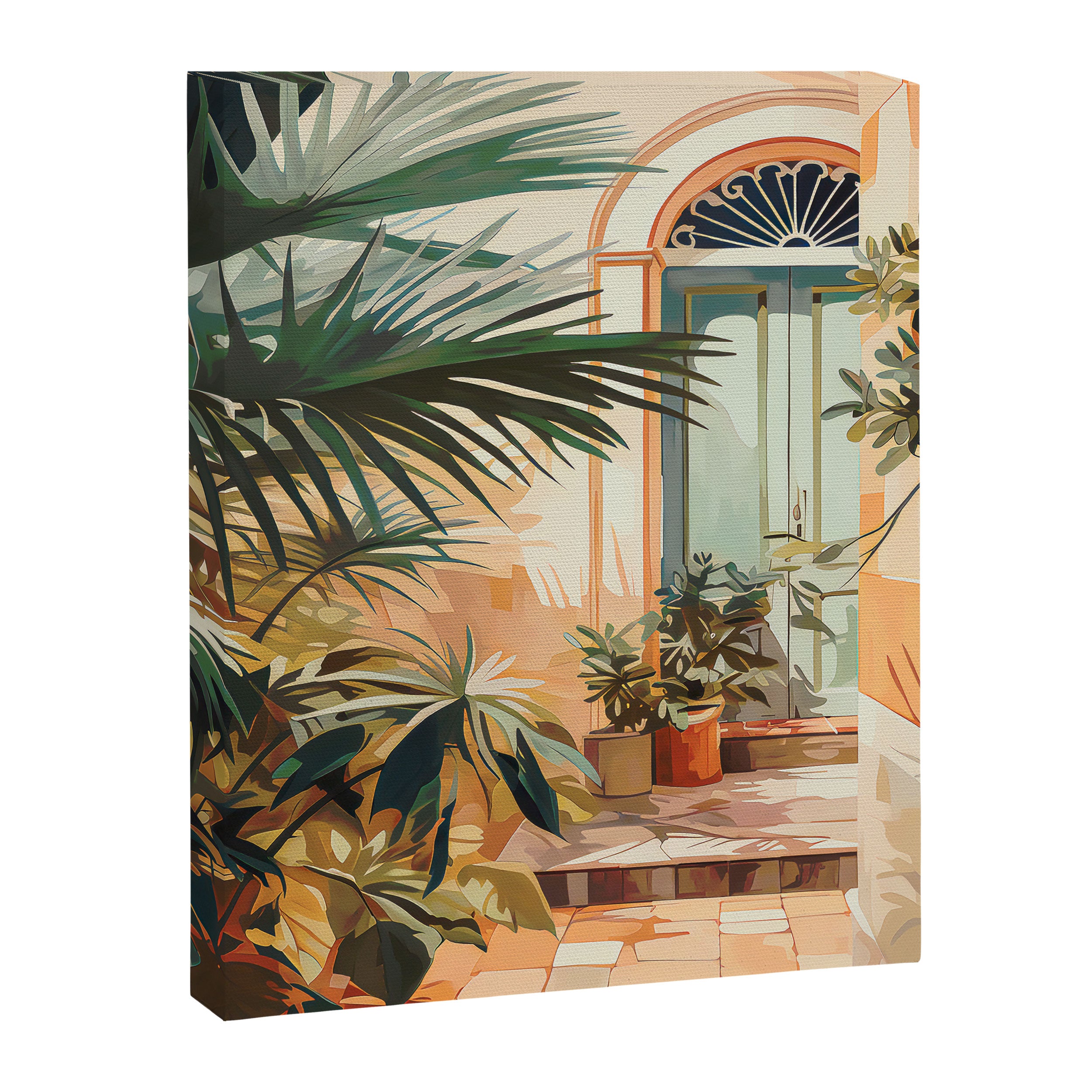 Villa Courtyard Mediterranean Art Canvas Print Gallery Image 8