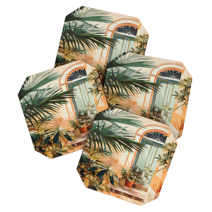 Villa Courtyard Mediterranean Art Coaster Gallery Image 1