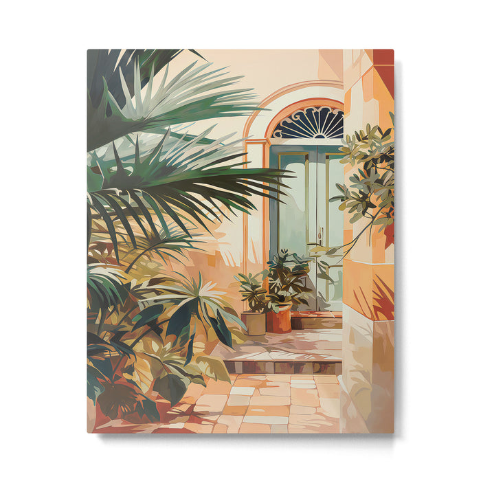 Villa Courtyard Mediterranean Art Metal Print Gallery Image 1