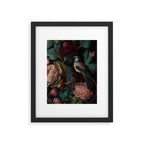 Vintage Bird and Dark Floral Print Framed Art Print Gallery Image 6