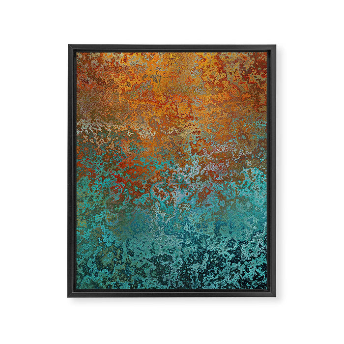 Vintage Copper and Teal Rust Framed Canvas Print Gallery Image 1
