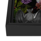 Vintage Floral Gothic and Bat Halloween Framed Canvas Print Gallery Image 3