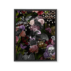 Vintage Floral Gothic and Bat Halloween Framed Canvas Print Gallery Image 8