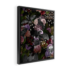 Vintage Floral Gothic and Bat Halloween Framed Canvas Print Gallery Image 2