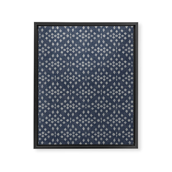 Vintage Patterned Blue Framed Canvas Print Gallery Image 1