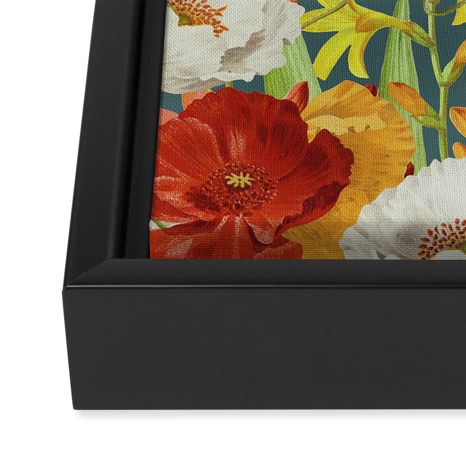 Vintage Poppy Floral Framed Canvas Print Gallery Image 3