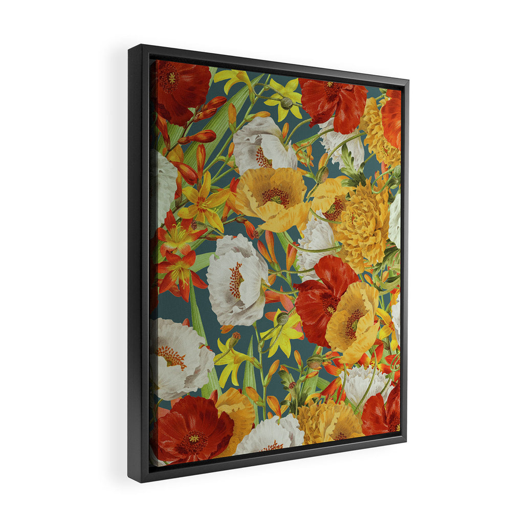 Vintage Poppy Floral Framed Canvas Print Gallery Image 2