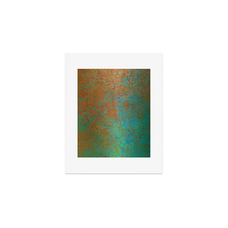 Vintage Teal and Copper Rust Art Print Gallery Image 1