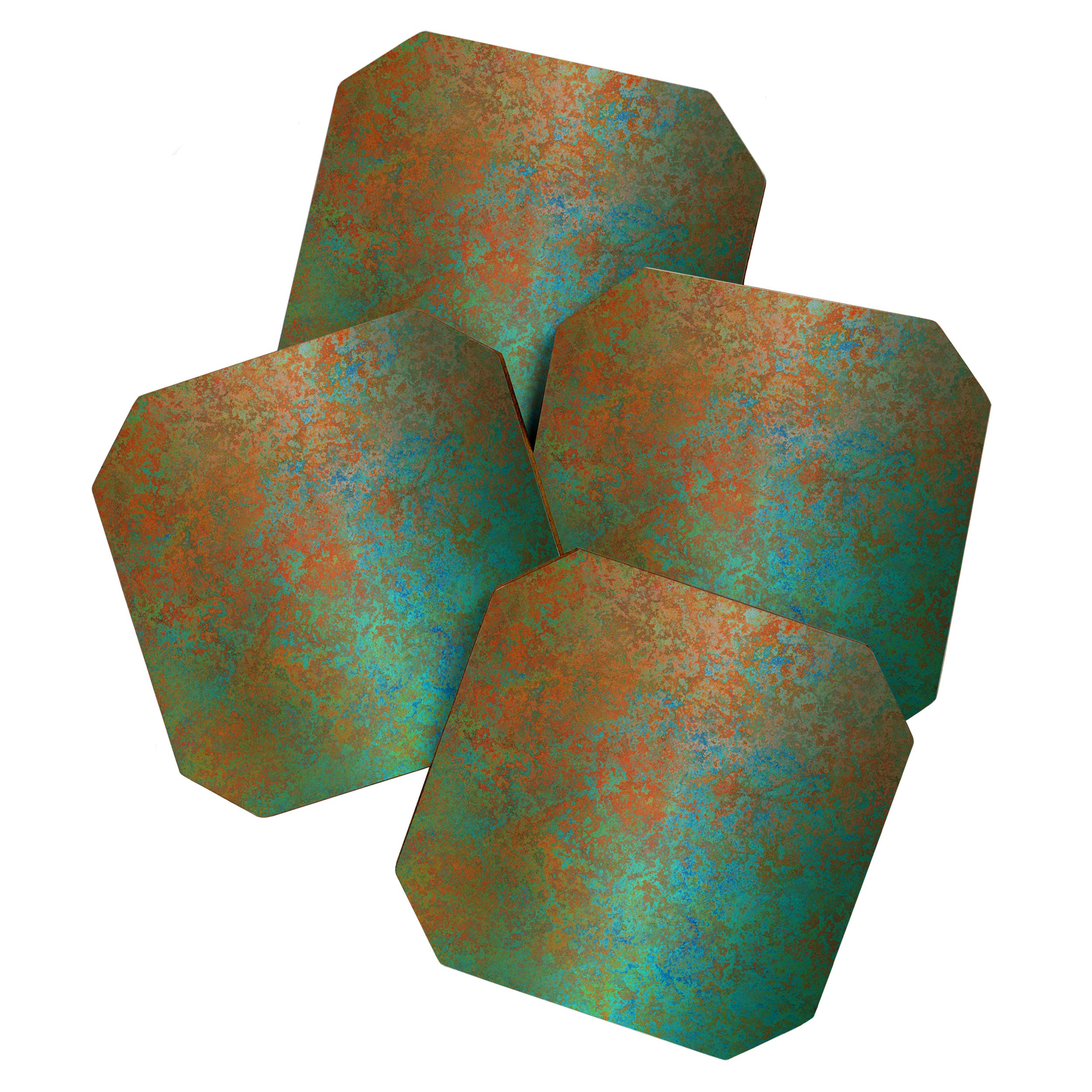 Vintage Teal and Copper Rust Coaster Gallery Image 1