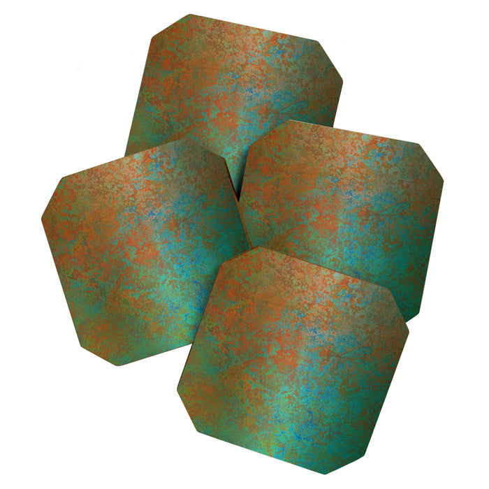 Vintage Teal and Copper Rust Coaster Gallery Image 1