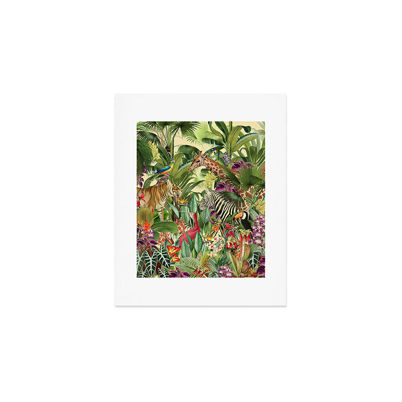 Vintage Tropical Eden on Yellow Art Print Gallery Image 1