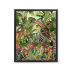 Vintage Tropical Eden on Yellow Framed Canvas Print Gallery Image 8