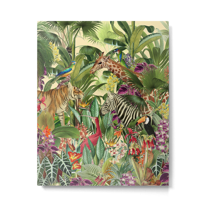Vintage Tropical Eden on Yellow Metal Print Gallery Image 1