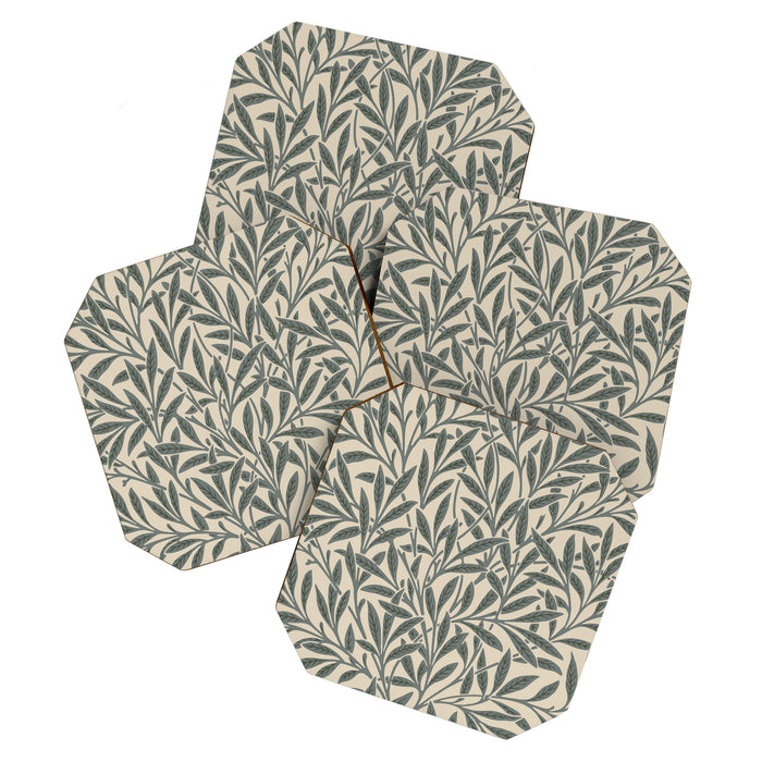 Vintage, Willow Leaf, William Morris, Green and Cream Coaster Gallery Image 1