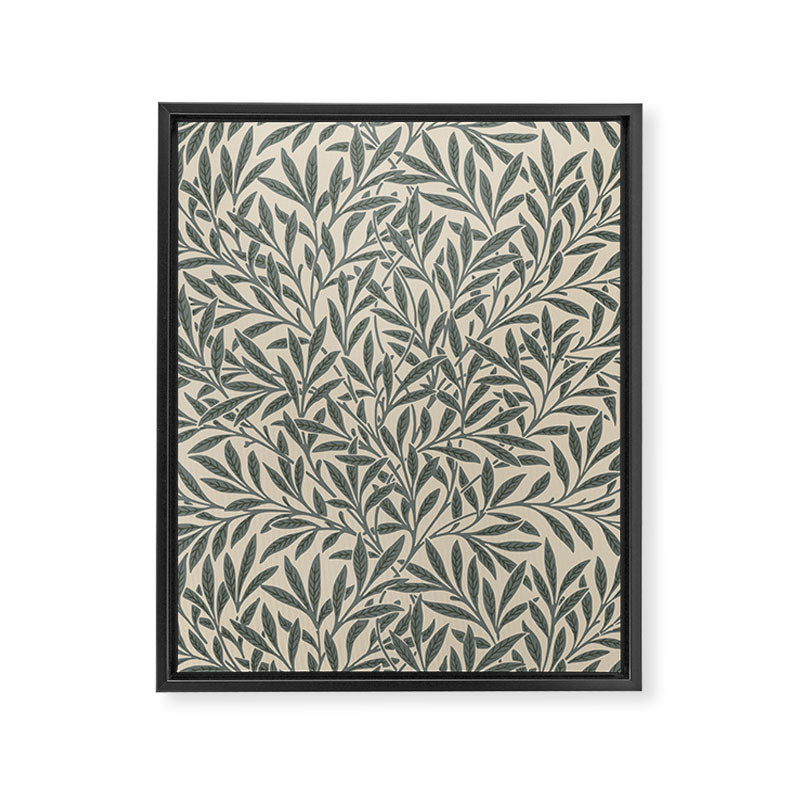 Vintage, Willow Leaf, William Morris, Green and Cream Framed Canvas Print Gallery Image 8