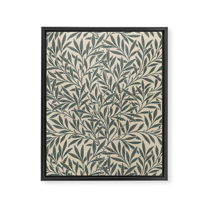 Vintage, Willow Leaf, William Morris, Green and Cream Framed Canvas Print Gallery Image 1