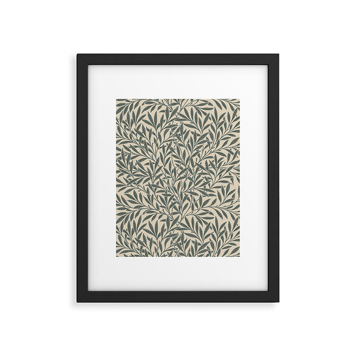 Vintage, Willow Leaf, William Morris, Green and Cream Framed Art Print Gallery Image 1