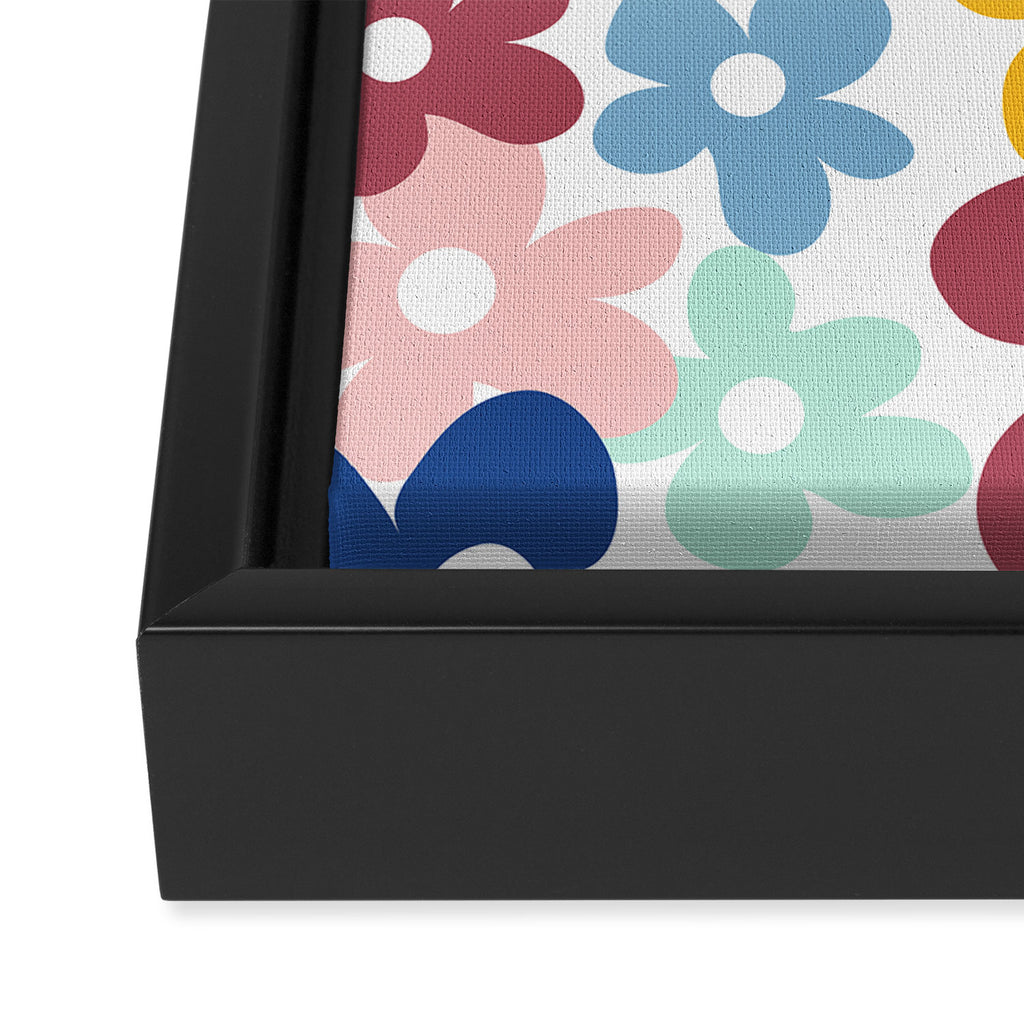 Wall Flower, Retro, Colorful, Floral Prints Framed Canvas Print Gallery Image 3