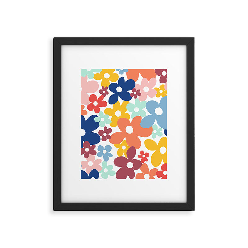 Wall Flower, Retro, Colorful, Floral Prints Framed Art Print Gallery Image 6