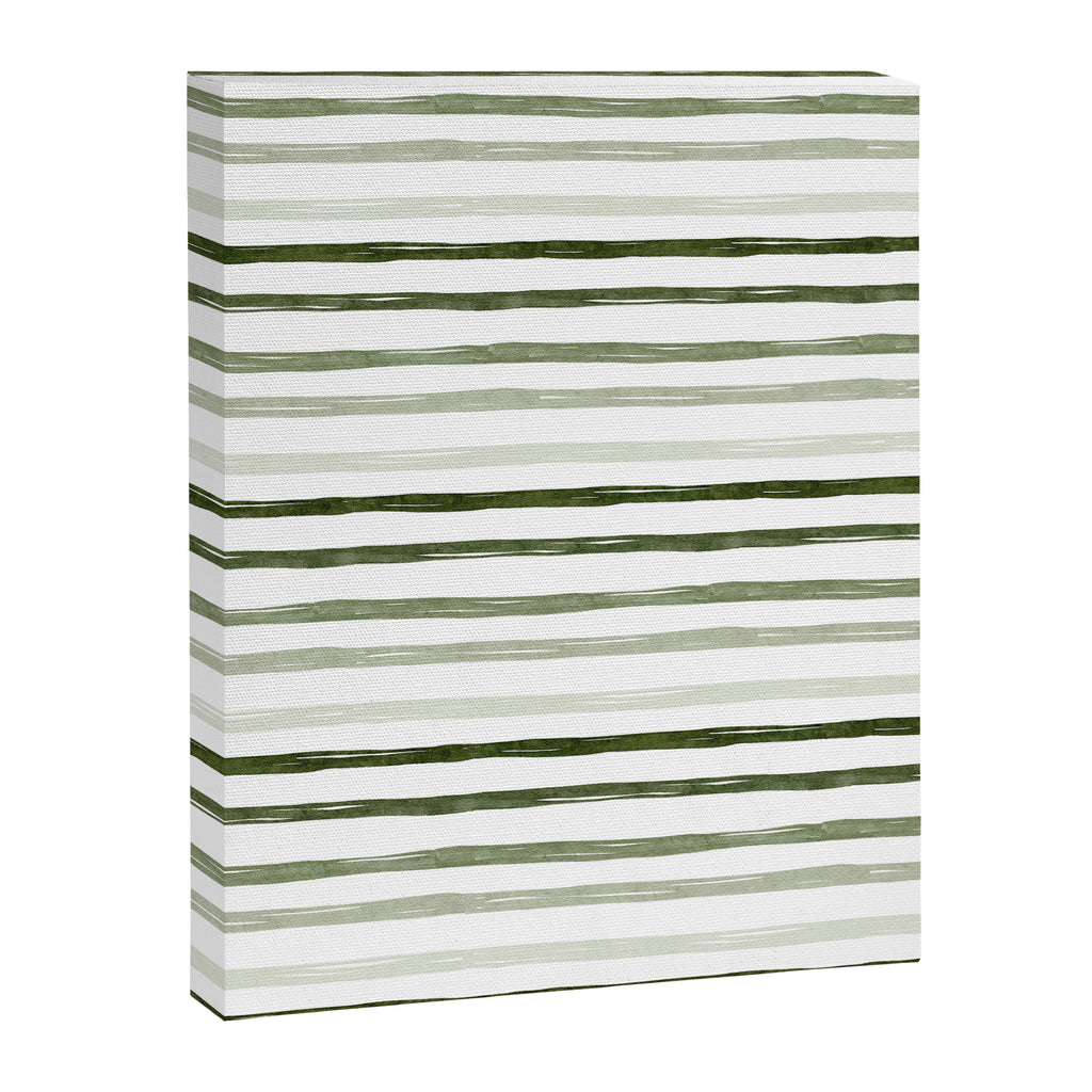 Watercolor Green and White Striped Canvas Print Gallery Image 8