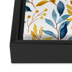 Watercolor Leaves, Yellow and Blue, Floral Prints Framed Canvas Print Gallery Image 3
