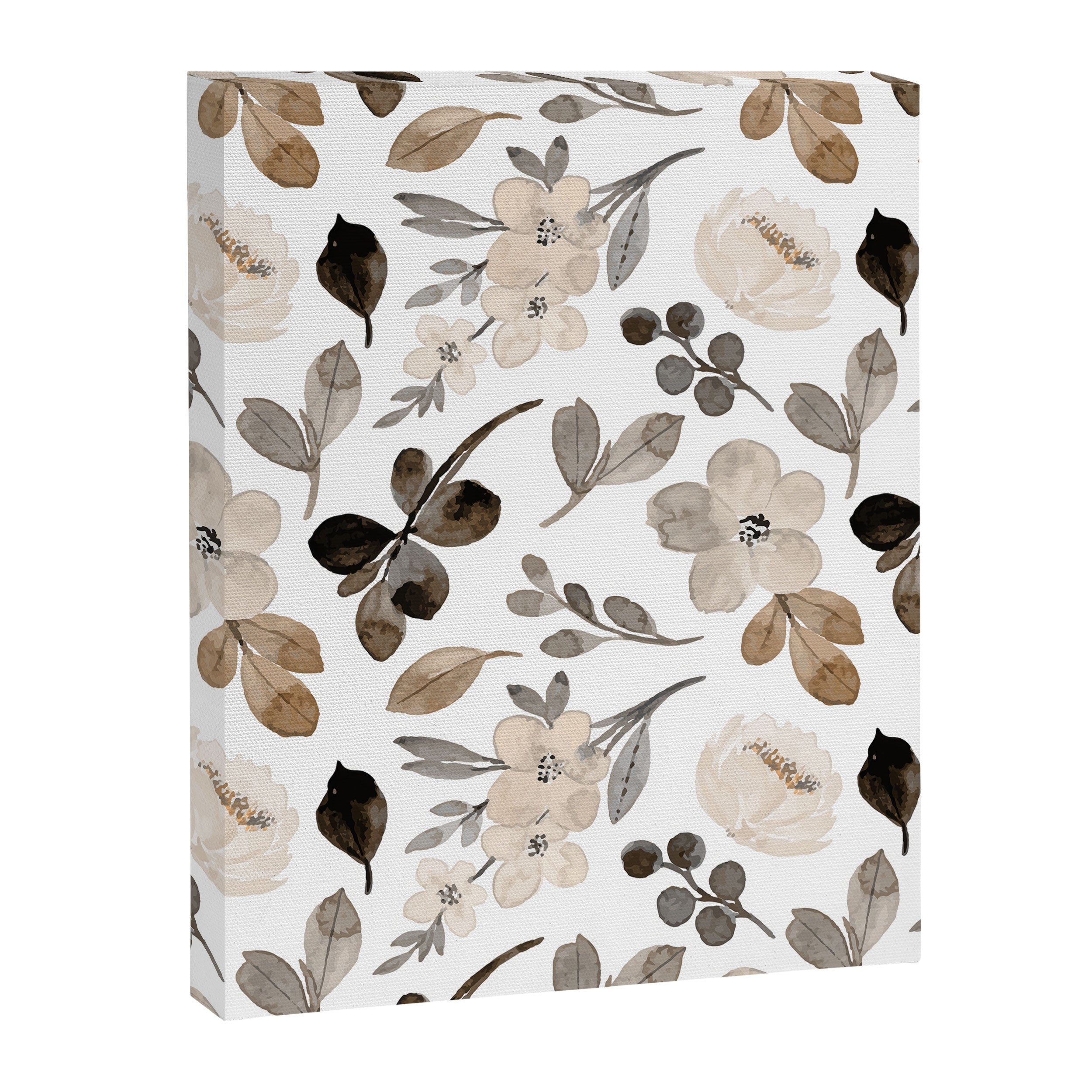 Watercolour Flowers Print, Neutral Tones, Digital Art Canvas Print Gallery Image 8