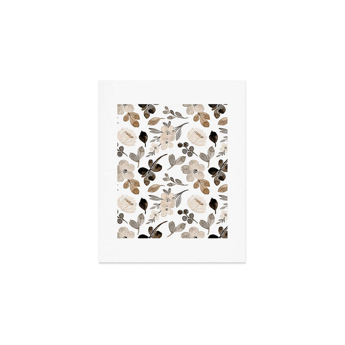 Watercolour Flowers Print, Neutral Tones, Digital Art Art Print Gallery Image 1