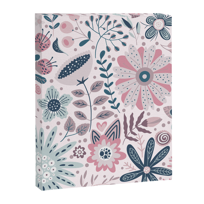 Whimsical Playful Flower Garden, Floral Prints Pink and Teal Canvas Print Gallery Image 1