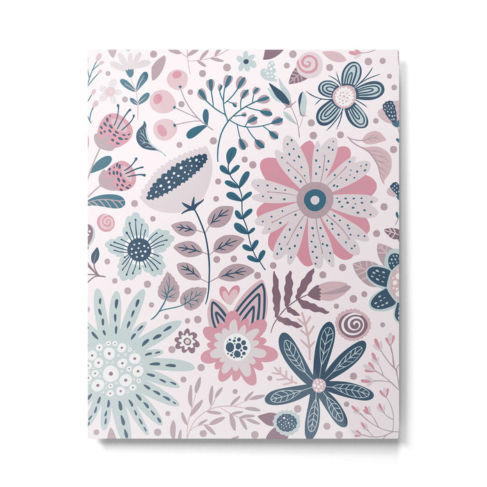 Whimsical Playful Flower Garden, Floral Prints Pink and Teal Metal Print Gallery Image 1