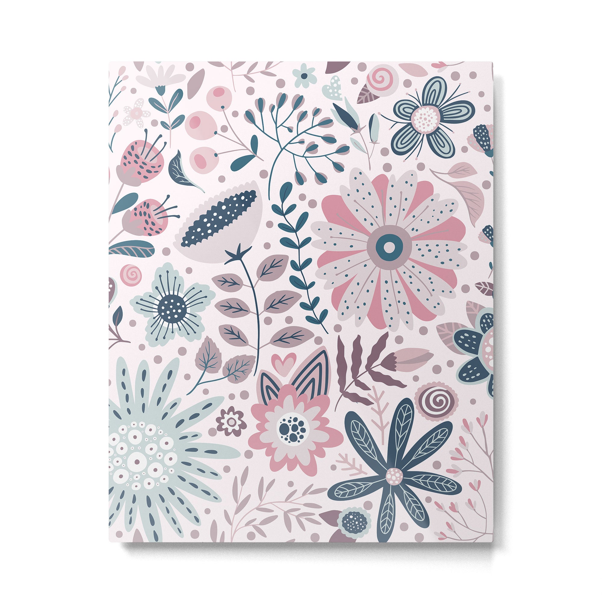 Whimsical Playful Flower Garden, Floral Prints Pink and Teal Metal Print Gallery Image 6