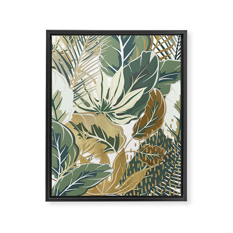 Wild Tropical Prints, Green and Gold Framed Canvas Print Gallery Image 8