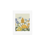 Wildflowers and Butterflies, Floral Prints, Yellow and Blue Art Print Gallery Image 1
