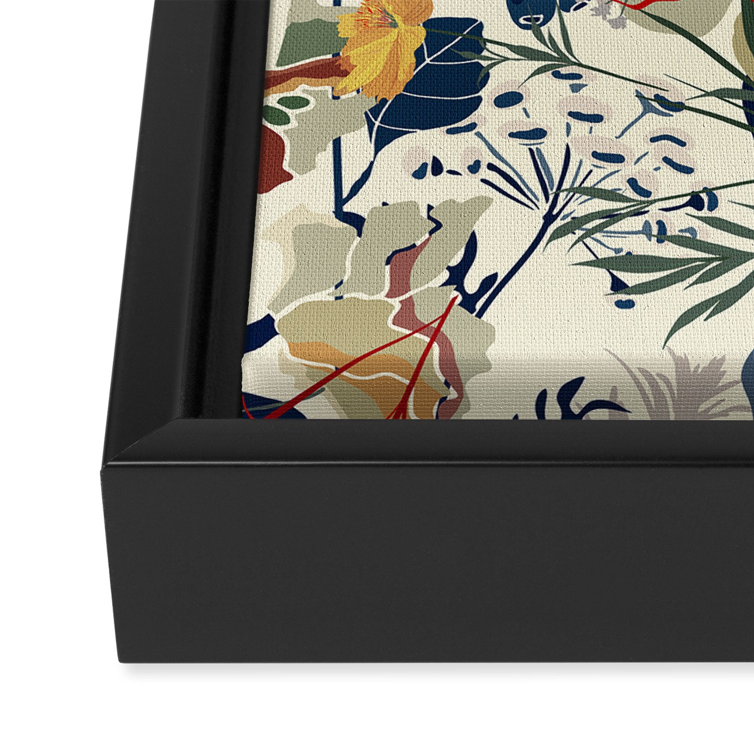 Wildflowers, Floral Prints, Red, Navy, Yellow Framed Canvas Print Gallery Image 3