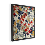 Wildflowers, Floral Prints, Red, Navy, Yellow Framed Canvas Print Gallery Image 2