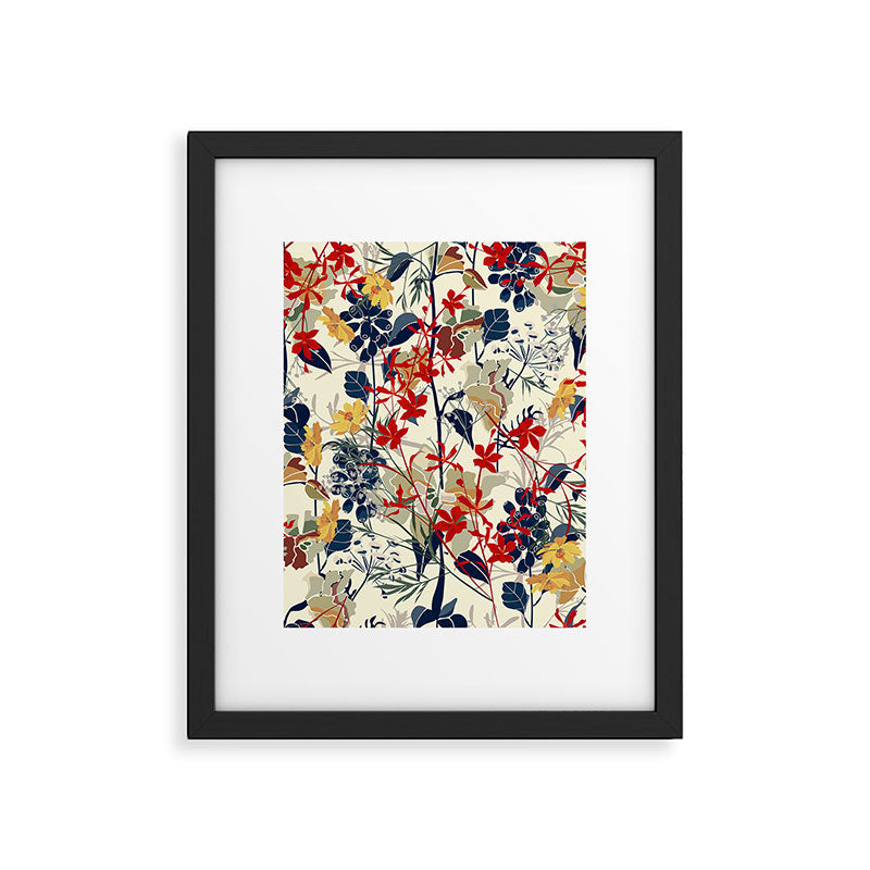 Wildflowers, Floral Prints, Red, Navy, Yellow Framed Art Print Gallery Image 6