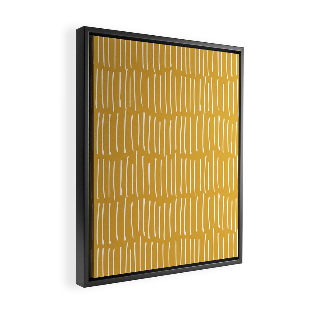 Yellow Abstract Line Art Framed Canvas Print Gallery Image 2