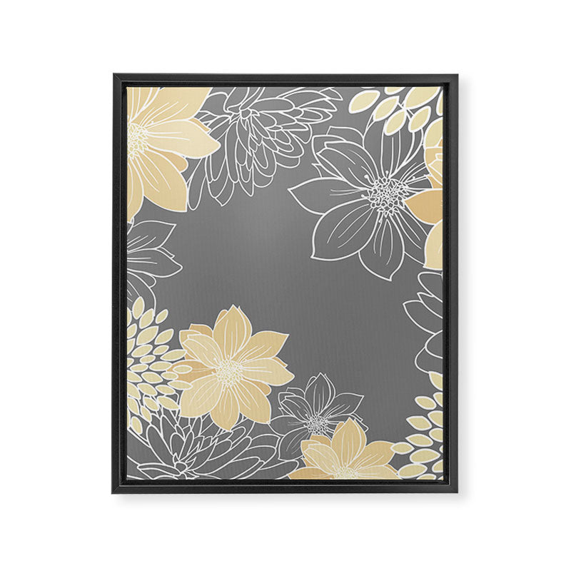 Yellow and Grey Floral Framed Canvas Print Gallery Image 8