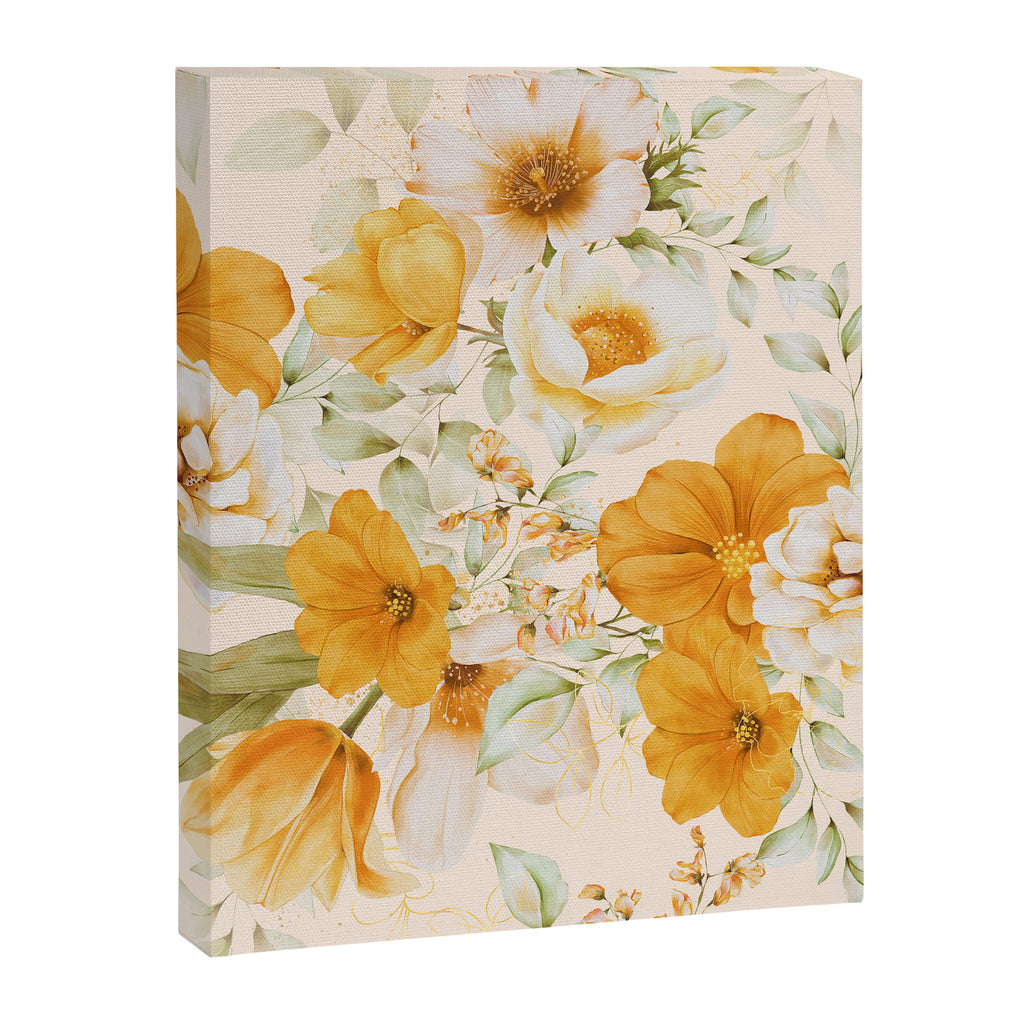 Yellow Florals with Painted Speckles on Cream Canvas Print Gallery Image 8