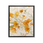 Yellow Florals with Painted Speckles on Cream Framed Canvas Print Gallery Image 8
