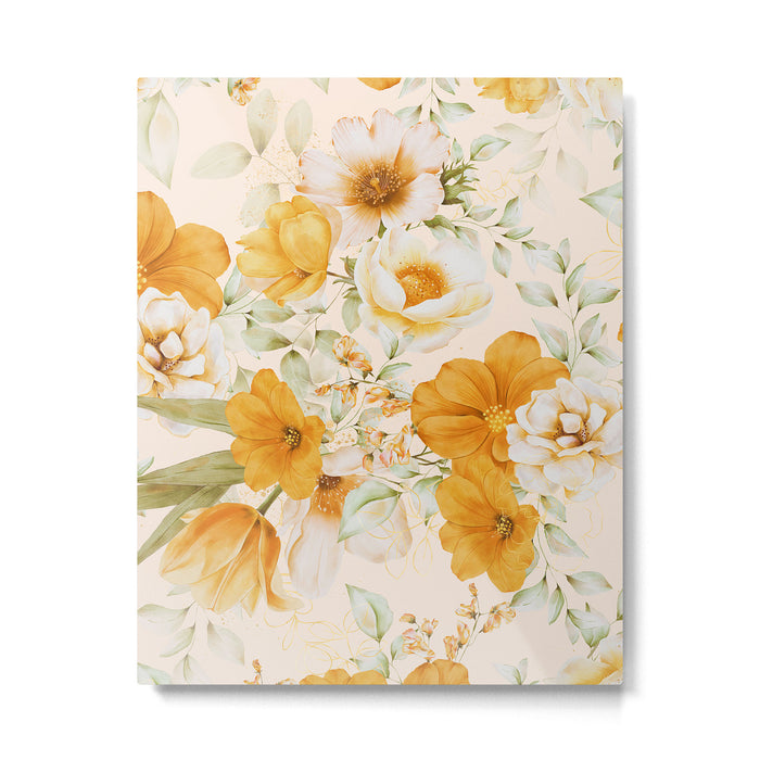 Yellow Florals with Painted Speckles on Cream Metal Print Gallery Image 1