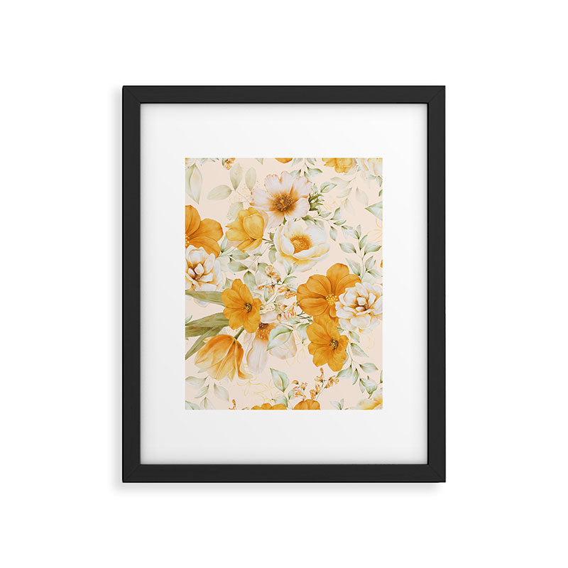 Yellow Florals with Painted Speckles on Cream Framed Art Print Gallery Image 6