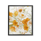 Yellow Florals with Painted Speckles on White Framed Canvas Print Gallery Image 8
