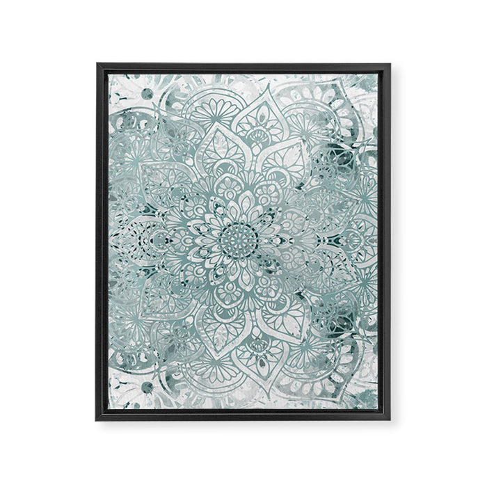 Yoga, Mandala, Prints Green, Wall Art Boho Framed Canvas Print Gallery Image 1