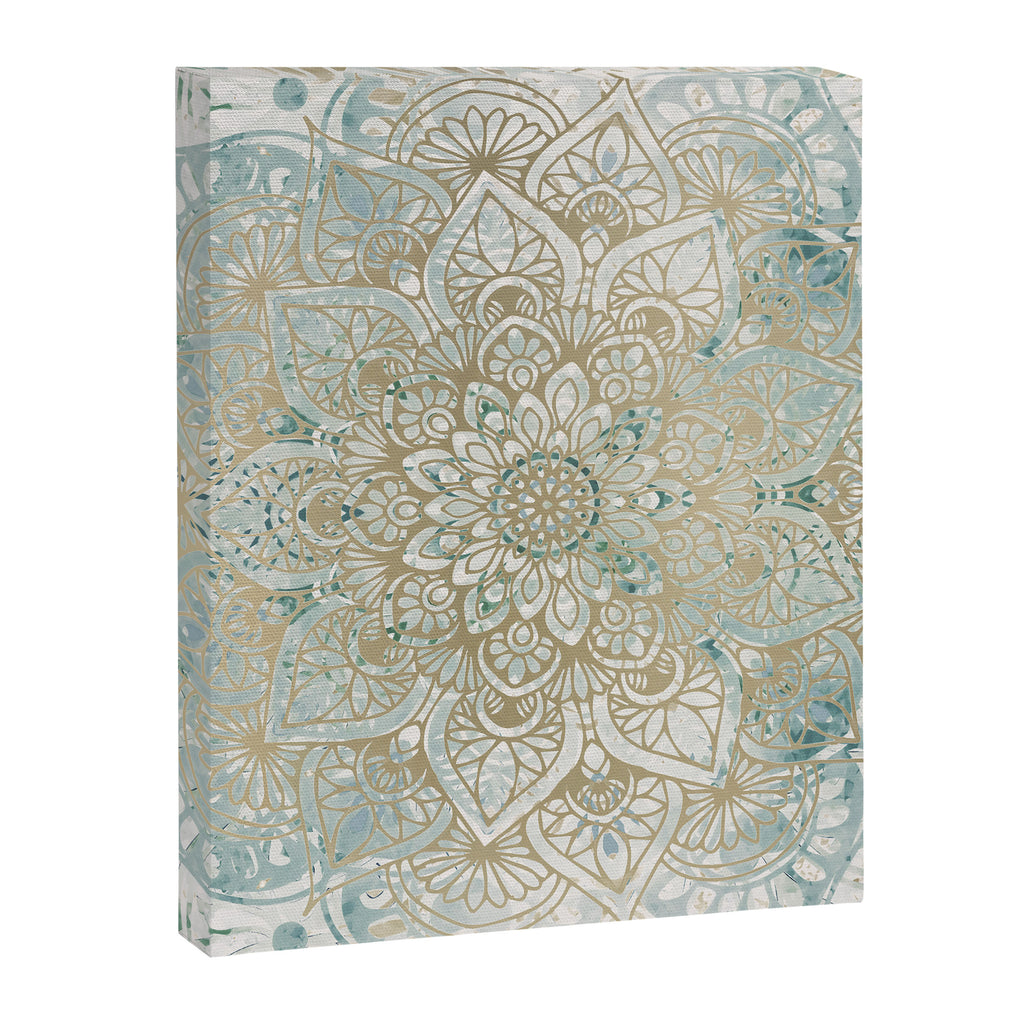 Yoga, Mandala, Teal and Gold, Wall Art Boho Canvas Print Gallery Image 8