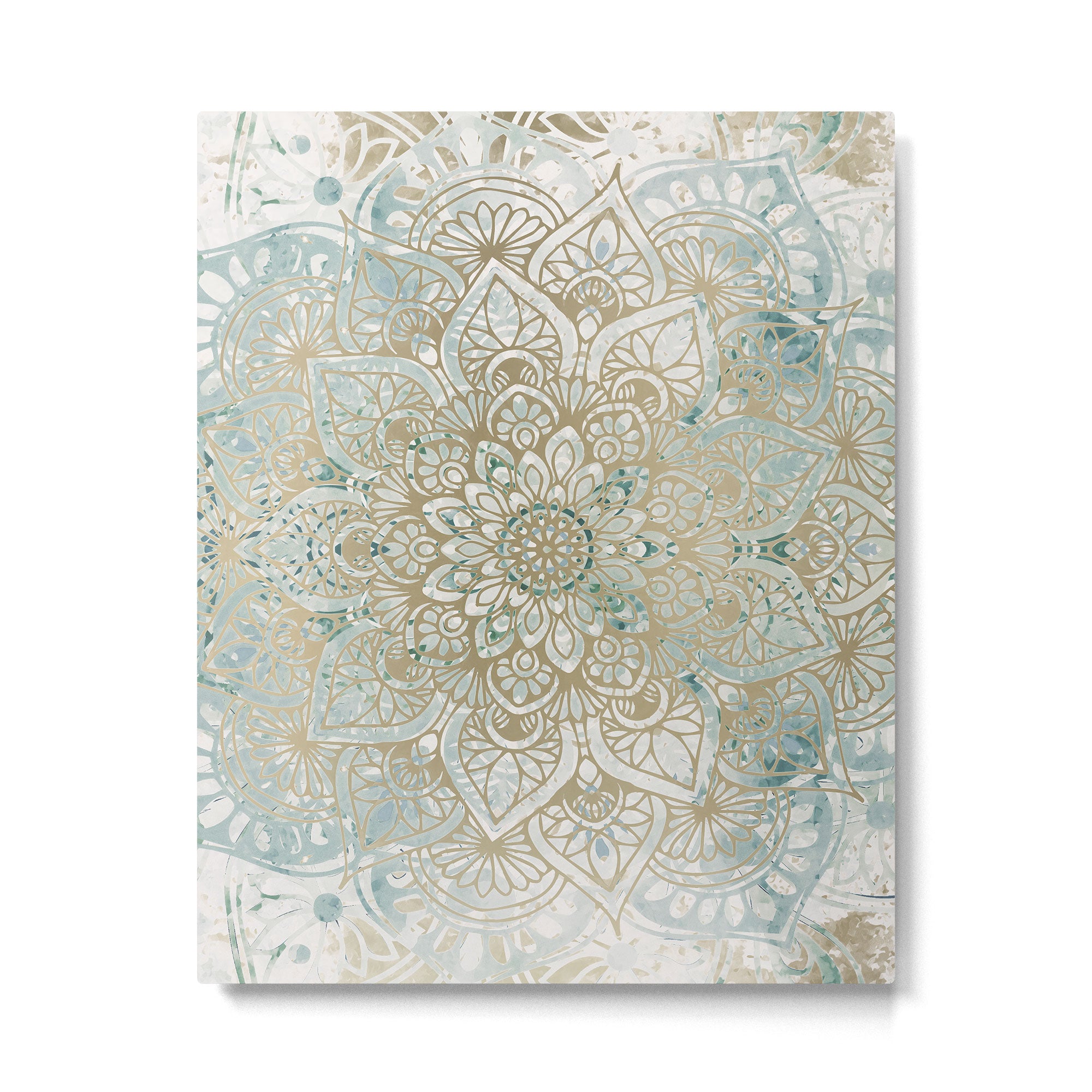 Yoga, Mandala, Teal and Gold, Wall Art Boho Metal Print Gallery Image 6