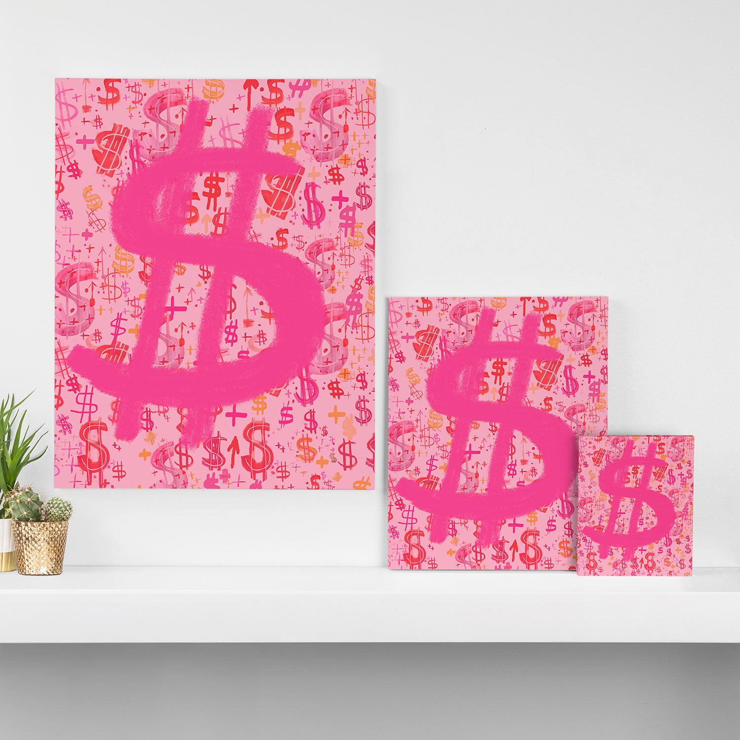 Pink Dollar Signs Canvas Print Gallery Image 3
