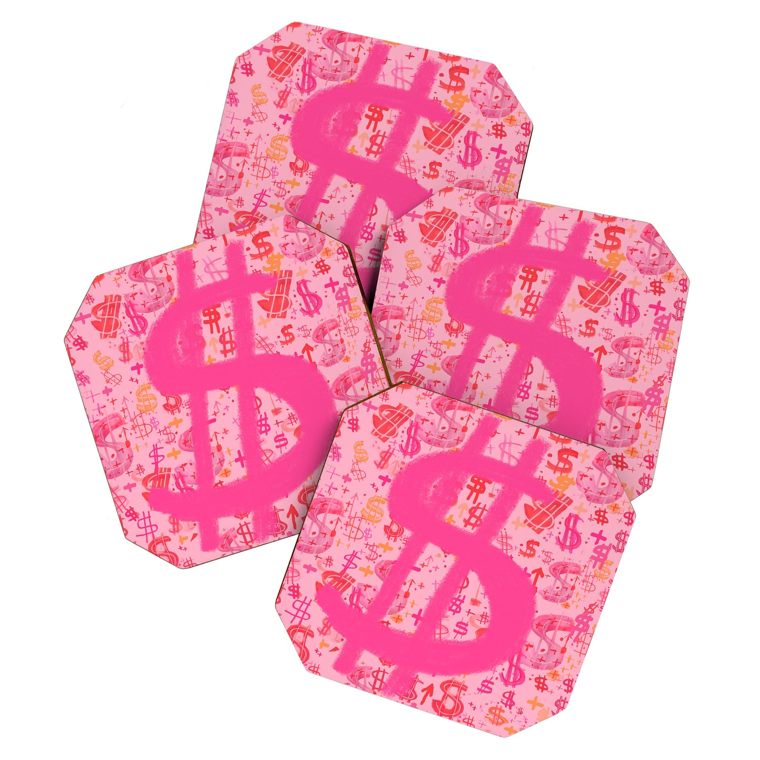 Pink Dollar Signs Coaster Gallery Image 1