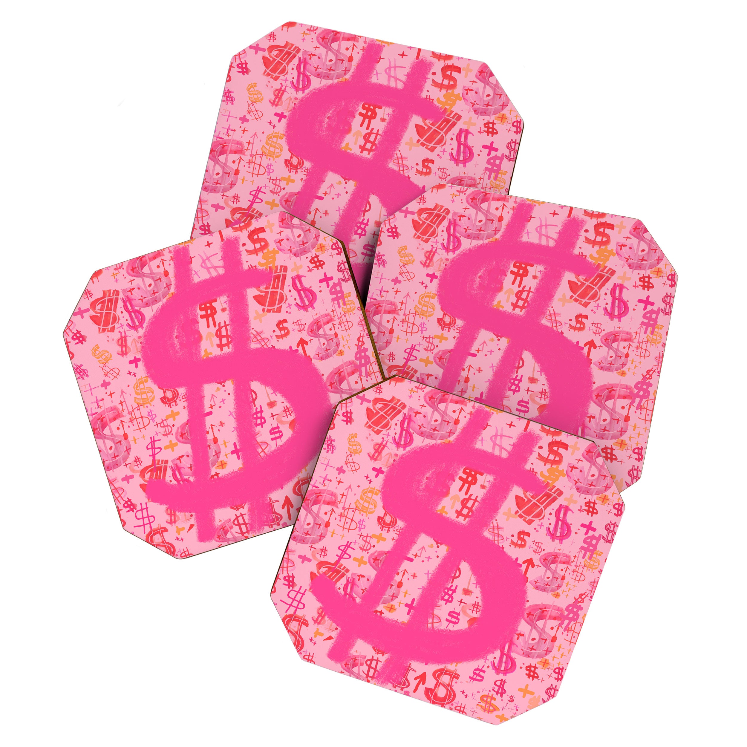 Pink Dollar Signs Coaster Gallery Image 1