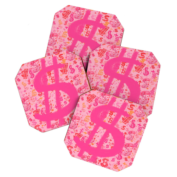 Pink Dollar Signs Coaster Gallery Image 1