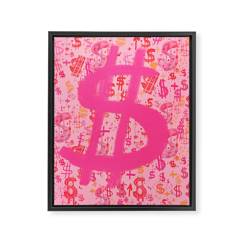 Pink Dollar Signs Framed Canvas Print Gallery Image 3